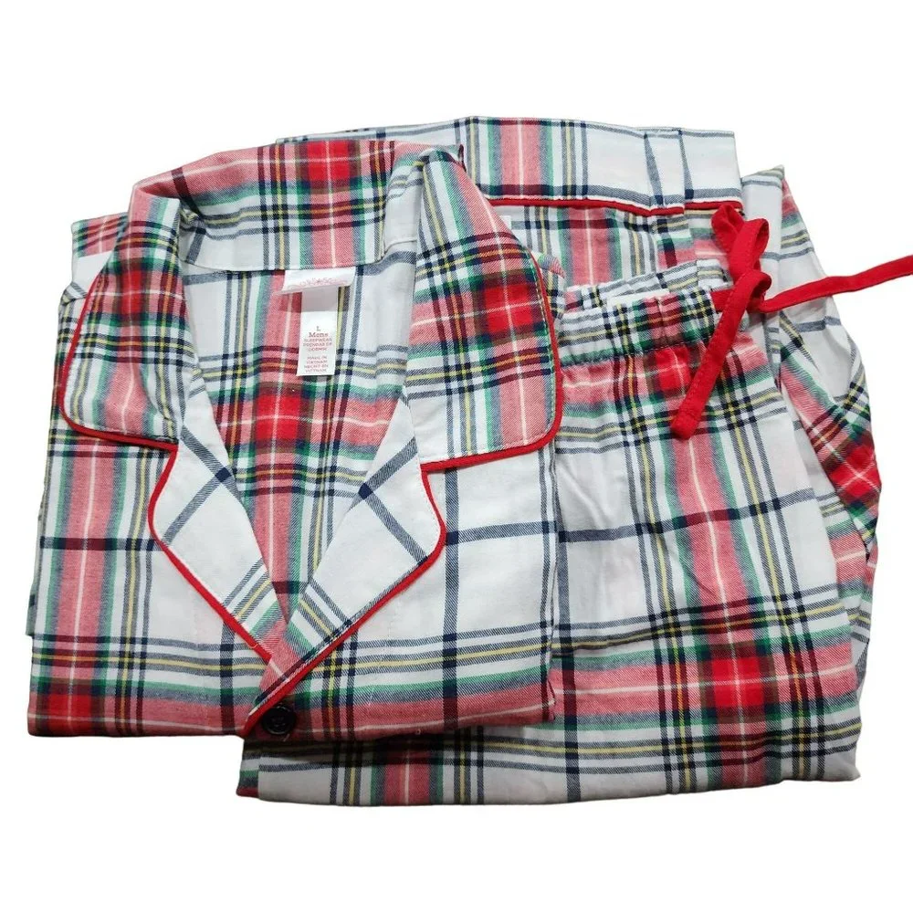 Size XXL Mens Winter Plaid‎ Cotton Flannel Pajama Set Long Sleeve